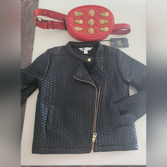 Girls Size 6 PL Quilted Moto Jacket with Pre-loved Letherett Fanny Pack! - Picture 8 of 8